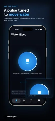 An eject run in progress, the round button filled to 54 percent with a progress ring around it